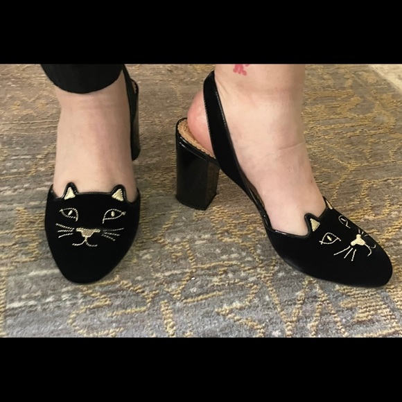 BNIB Charlotte Olympia Velvet Cat slingback heel - Picture 11 of 11